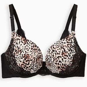 PUSH-UP PLUNGE BRA - LACE LEOPARD